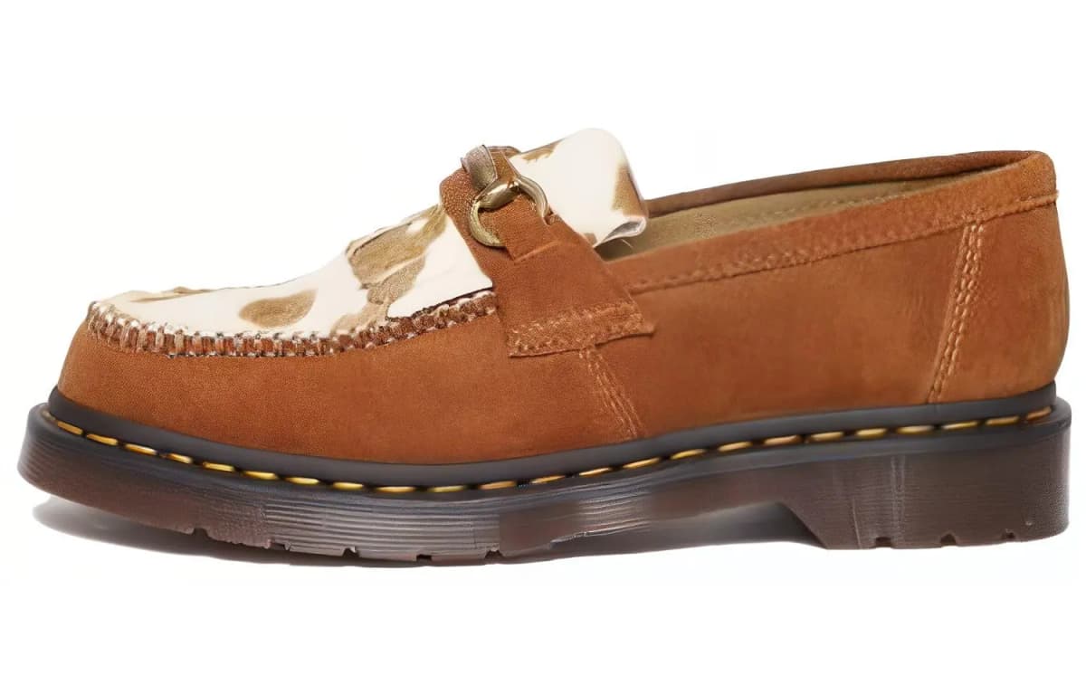 Dr.Martens Adrian Snaffle Hair On Cow Print Kiltie Loafers 'Pecan Brown'
