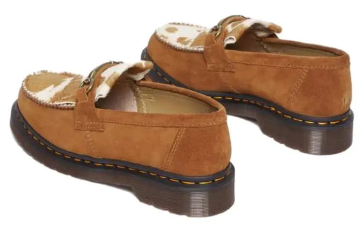 Dr.Martens Adrian Snaffle Hair On Cow Print Kiltie Loafers 'Pecan Brown' 4