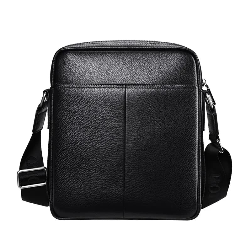 POLO Cow Leather Small Square Bag Men's Crossbody Bag Medium Men's Black 3