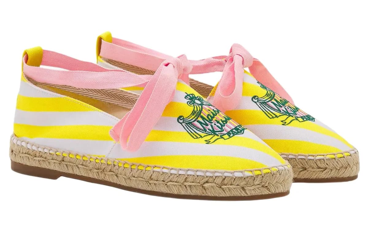 Maison Kitsune Slip-On Fashion Espadrilles Women's Lemon Stripe 3