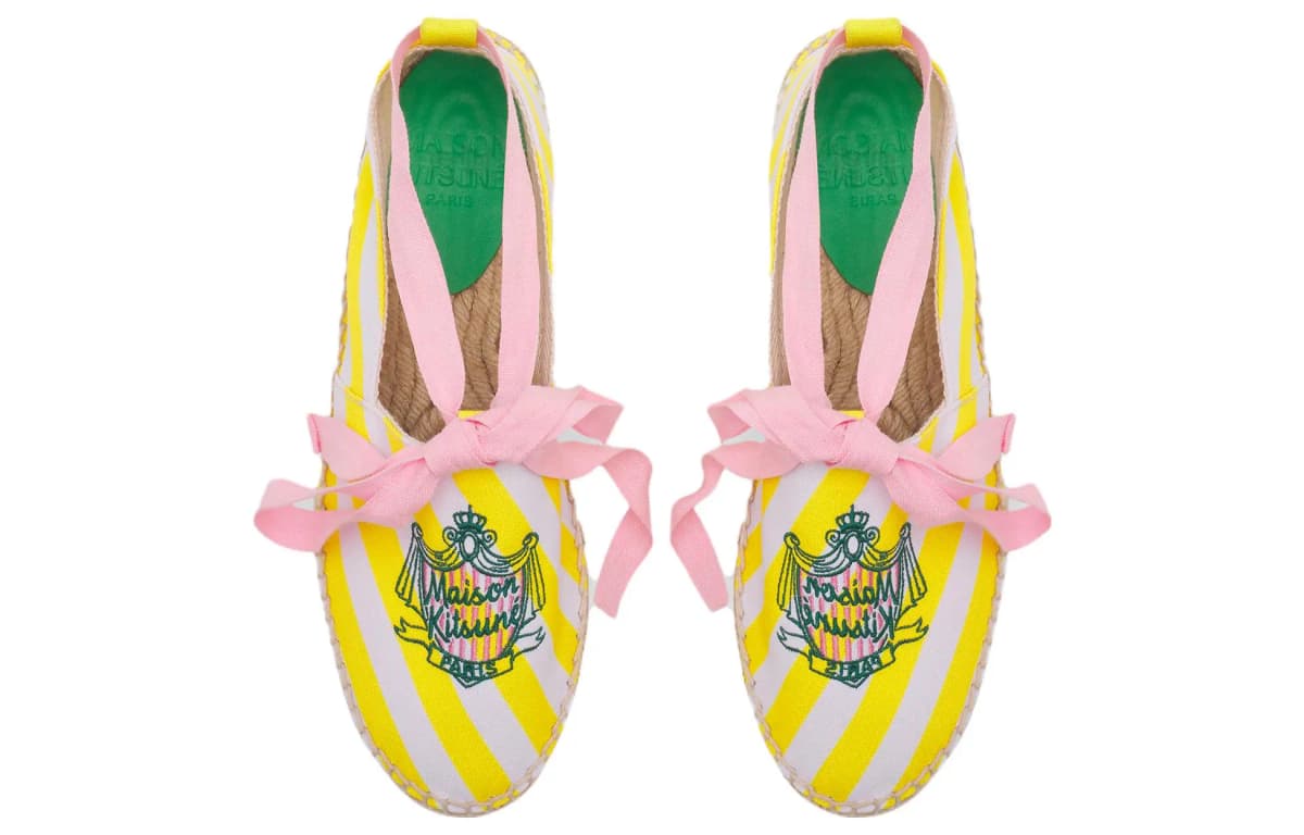Maison Kitsune Slip-On Fashion Espadrilles Women's Lemon Stripe 5