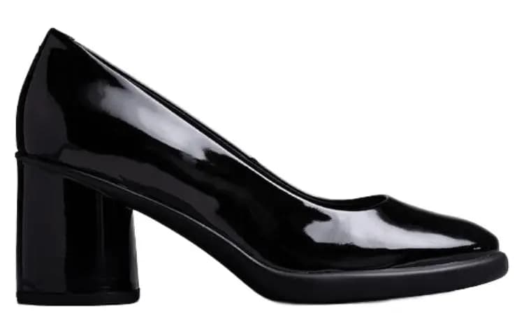Ecco Chunky Heel High Heels 7cm Women's Bright Black 2