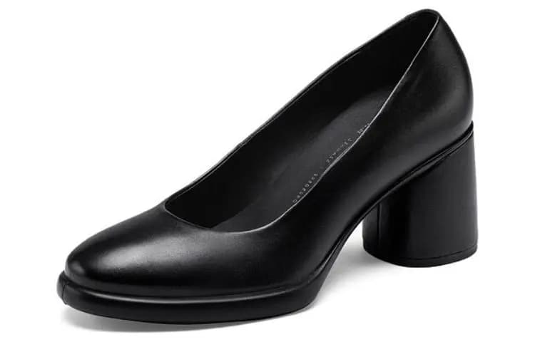 Ecco Chunky Heel High Heels 7cm Women's Bright Black 3