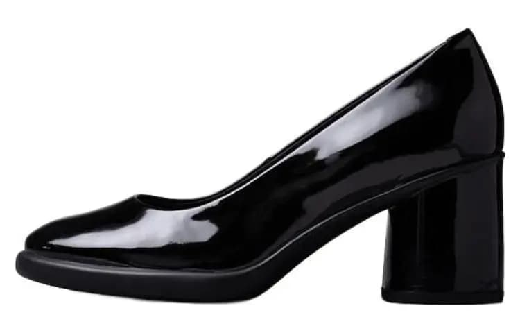 Ecco Chunky Heel High Heels 7cm Women's Bright Black