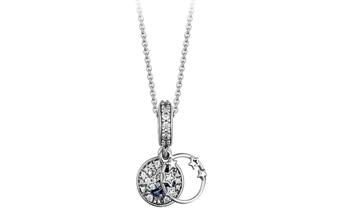 Pandora Starry Night Sky Moon & Stars Necklace Women's Silver