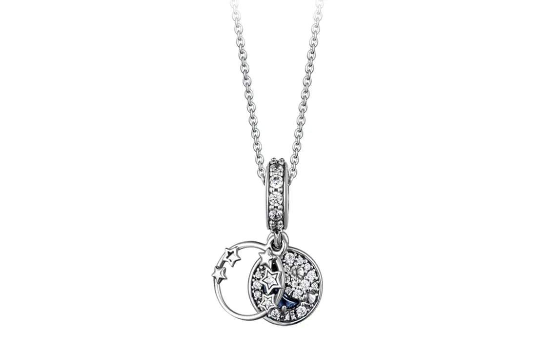 Pandora Starry Night Sky Moon & Stars Necklace Women's Silver 2