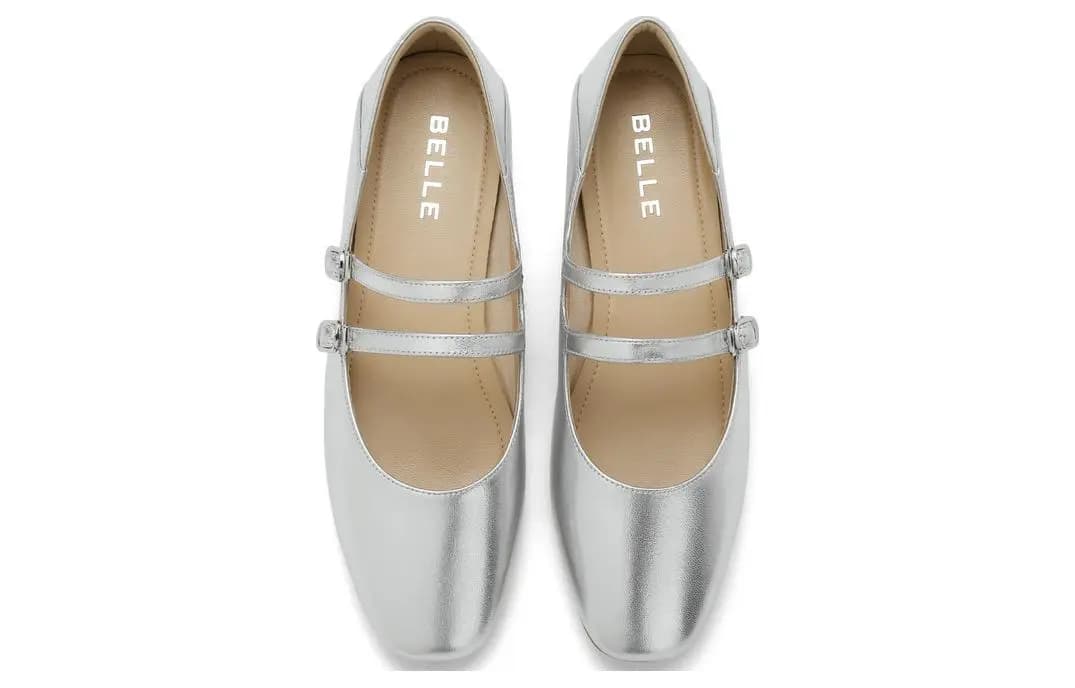 BELLE Mary Jane Shoes Women's Silver 4