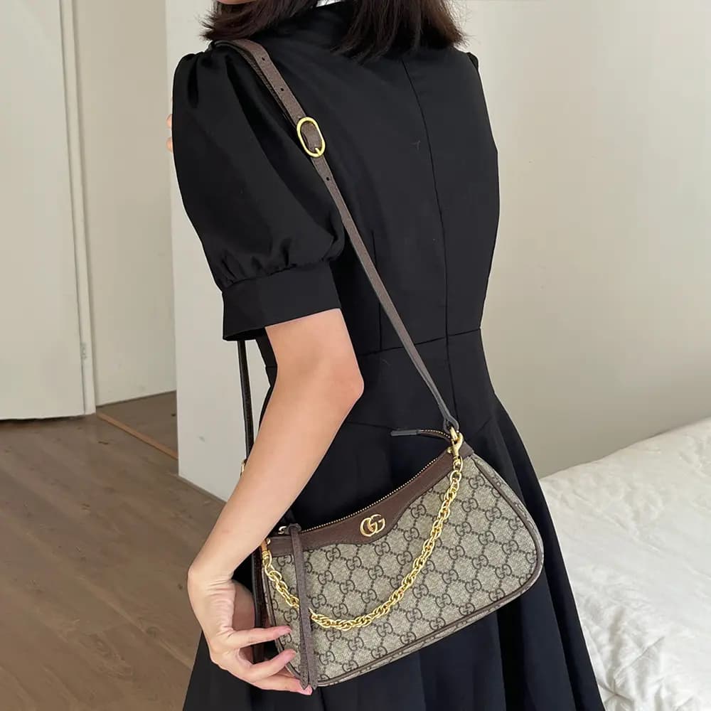 Jiangxin GUCCI Ophidia Crossbody Bag Strap Qadın Qəhvəyi 3