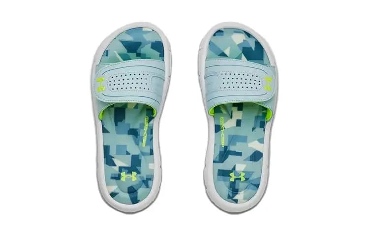 Under Armour Ignite Series Slip-Resistant Cushioning Lightweight Slippers White Green Kids' 3