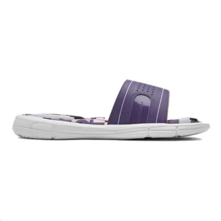 Under Armour Ignite Series Slip-Resistant Cushioning Wear-Resistant Slippers White Purple Kids' 2