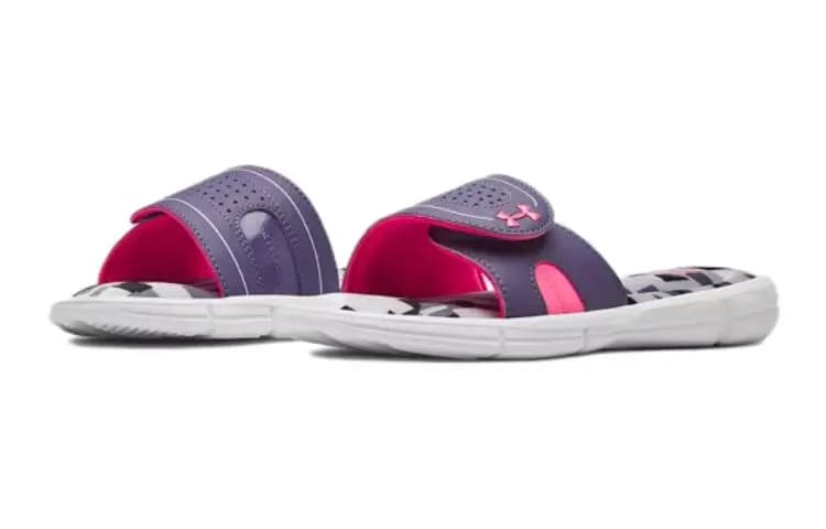 Under Armour Ignite Series Slip-Resistant Cushioning Wear-Resistant Slippers White Purple Kids' 3