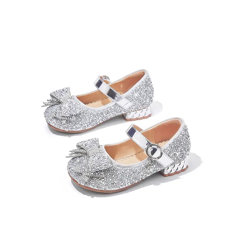 Snoffy Small High Heel Crystal Shoes Princess Shoes Durable Breathable Low Top Kids' Leather Shoes Champagne Gold Kids' 10