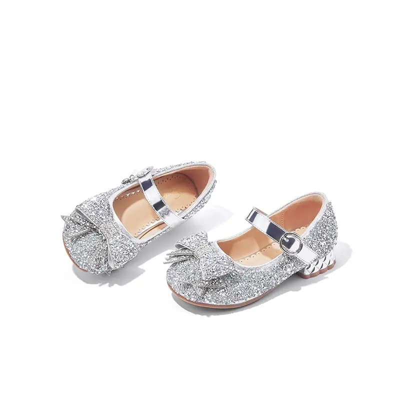 Snoffy Small High Heel Crystal Shoes Princess Shoes Durable Breathable Low Top Kids' Leather Shoes Champagne Gold Kids' 11