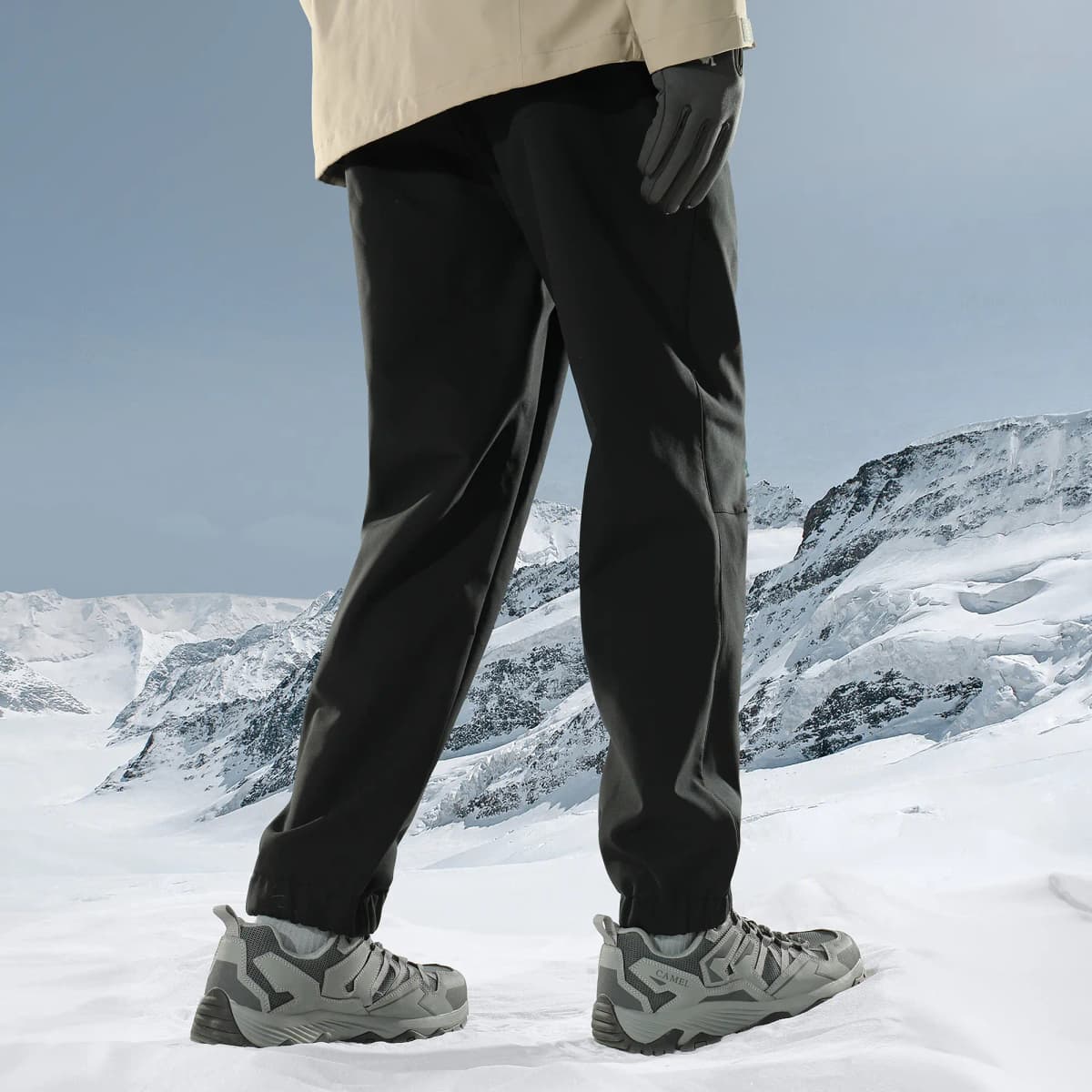 CAMEL Urban Function Series Solid Color Logo Windproof Water-Resistant Fleece Soft Shell Jogger Pants Men's 3