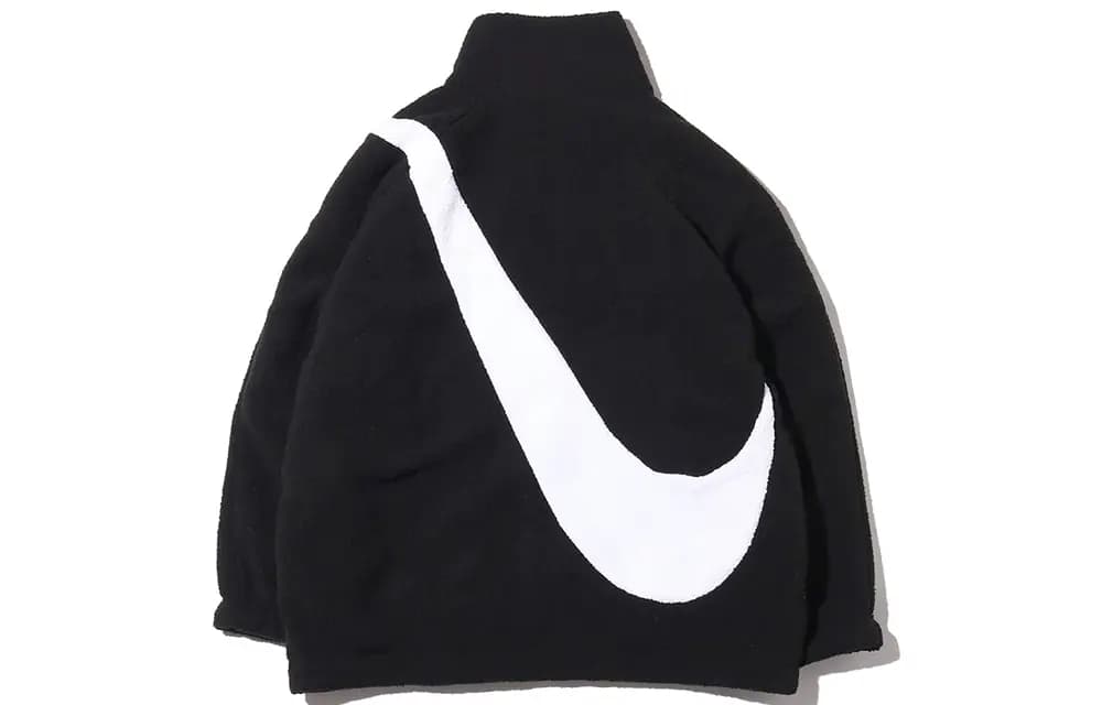 Nike Big Swoosh Fleece Reversible Fleece-Lined Jacket Asian Fit Winter Women's Black 2