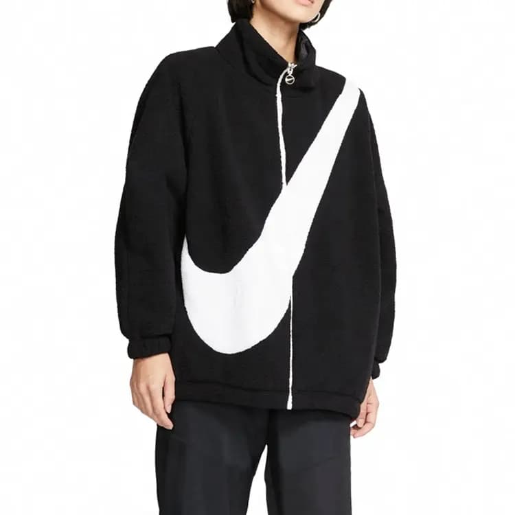 Nike Big Swoosh Fleece Reversible Fleece-Lined Jacket Asian Fit Winter Women's Black 6