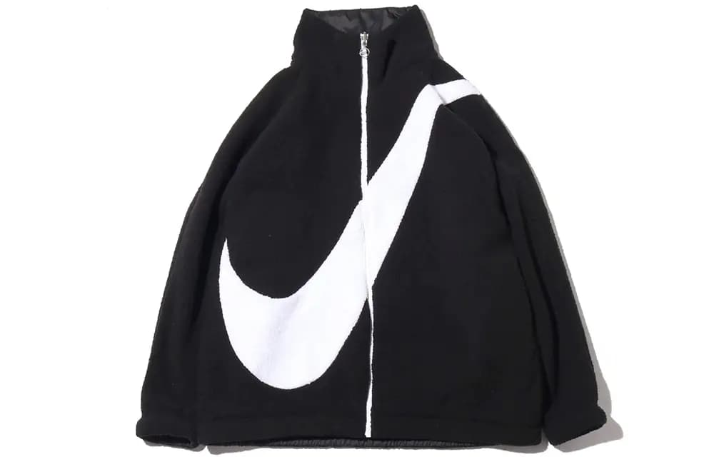 Nike Big Swoosh Fleece Reversible Fleece-Lined Jacket Asian Fit Winter Women's Black