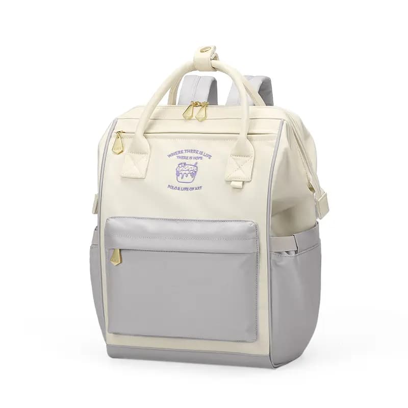 POLO Fabric Laptop Bag For Women's University Students Back To School Backpack For Women's Large Women's Apricot Green 8