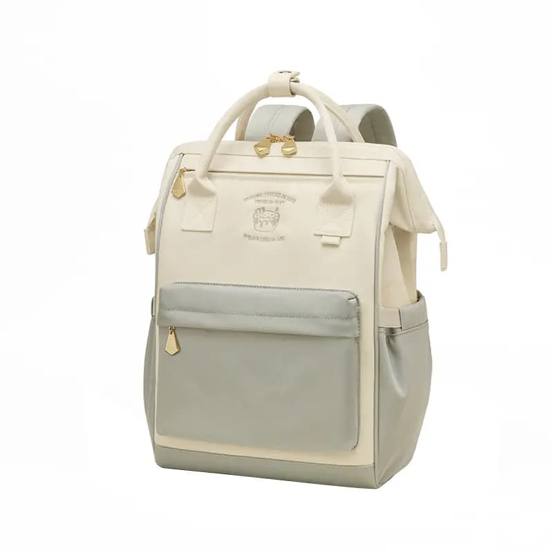 POLO Fabric Laptop Bag For Women's University Students Back To School Backpack For Women's Large Women's Apricot Green 13
