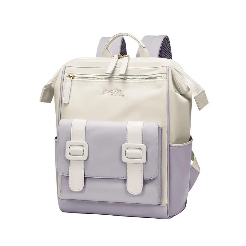 POLO Fabric Laptop Bag For Women's University Students Back To School Backpack For Women's Large Women's Apricot Green 2