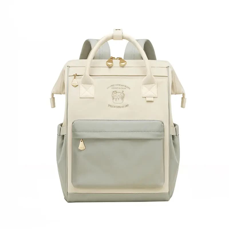 POLO Fabric Laptop Bag For Women's University Students Back To School Backpack For Women's Large Women's Apricot Green 12