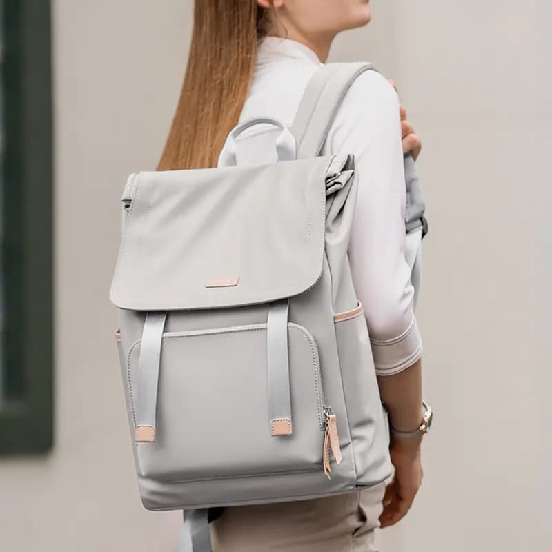 POLO Textile, Synthetic Leather Backpack Large Women's Light Gray/Sea Breeze Green 6