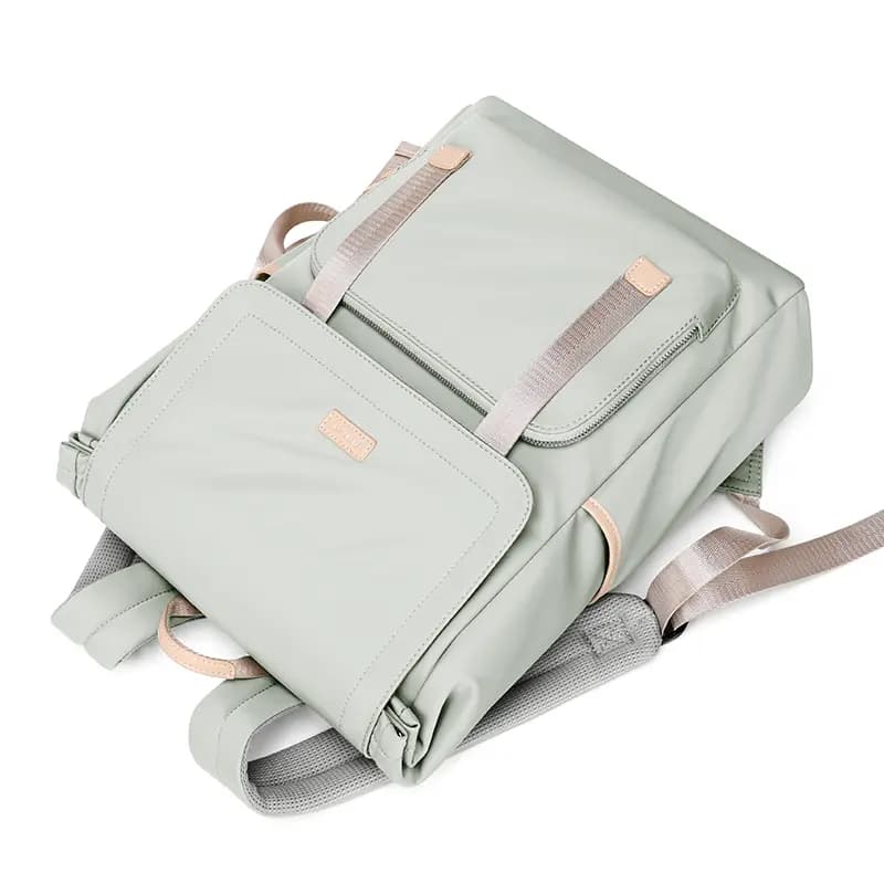POLO Textile, Synthetic Leather Backpack Large Women's Light Gray/Sea Breeze Green 12