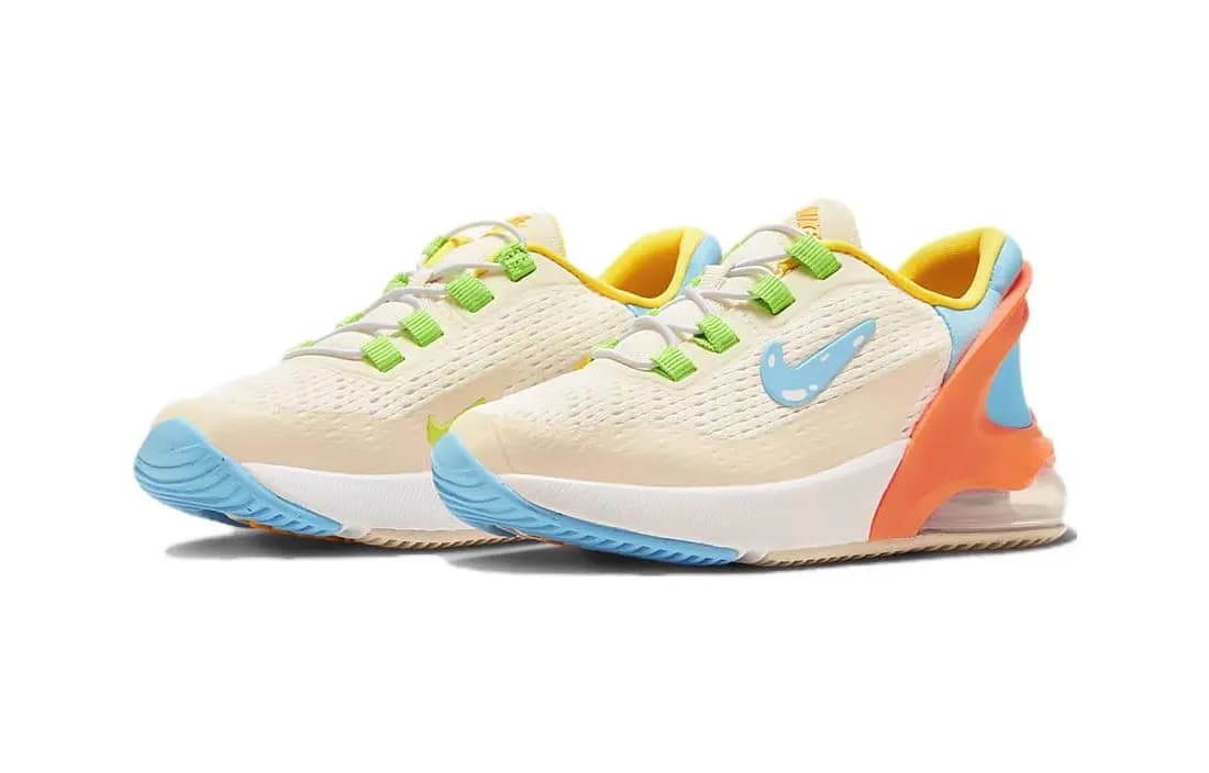 Nike Air Max 270 Anti-Slip Cushioning Wear-Resistant Children's Casual Shoes White Blue Orange 3