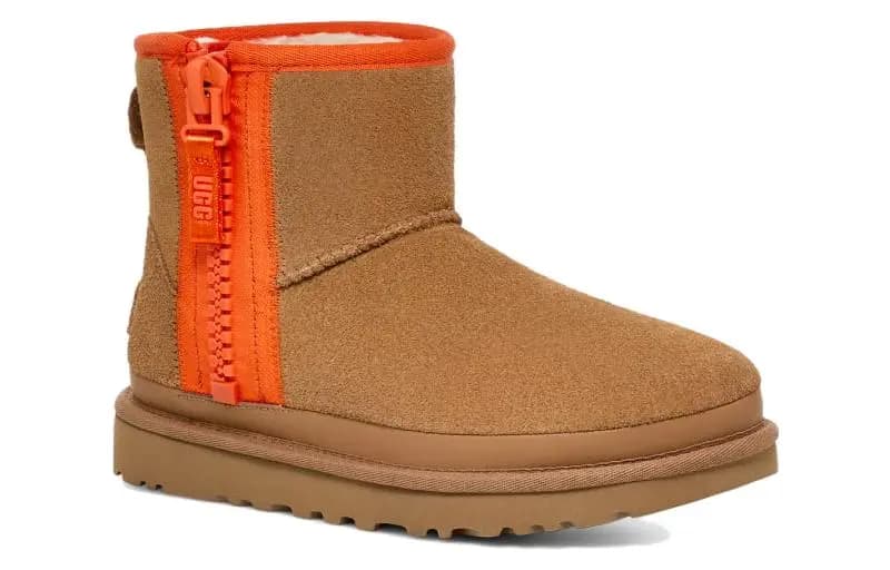 UGG Classic Mini Zipper Tape Logo Uşaq Çəkmə Chestnut 3
