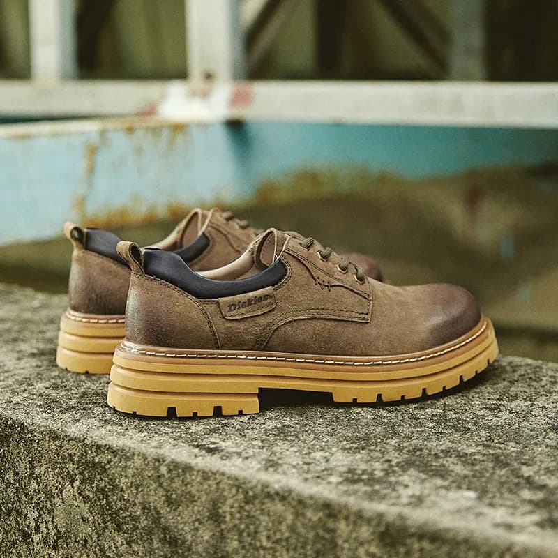 Dickies British Style Classic Versatile Outdoor Thick Sole Chunky Low-Top Work Shoes Men's Camel 9
