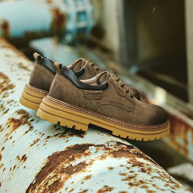 Dickies British Style Classic Versatile Outdoor Thick Sole Chunky Low-Top Work Shoes Men's Camel 10