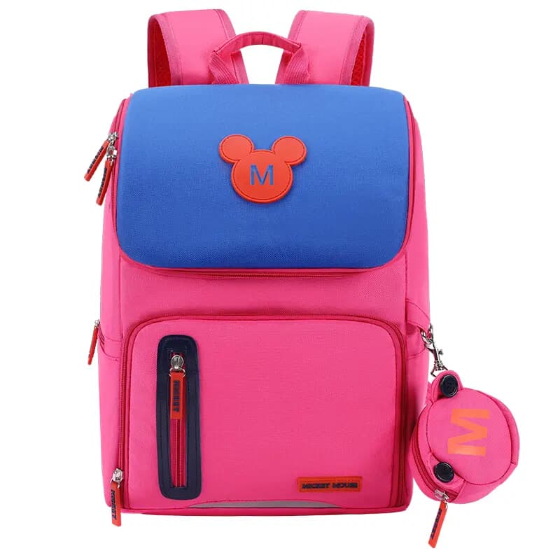 Disney Mickey Polyester Məktəbli Çantası Göy/Çəhrayı/Mavi 5