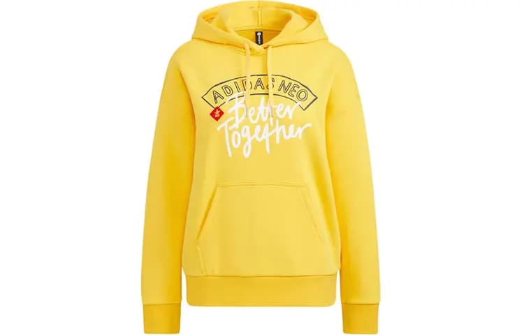 adidas Letter Print Qadın Hudi Sarı