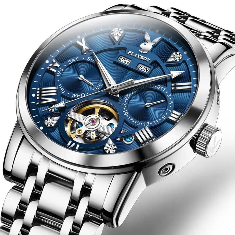 Playboy Roman Series Mechanical Saat Kişi Qara 42