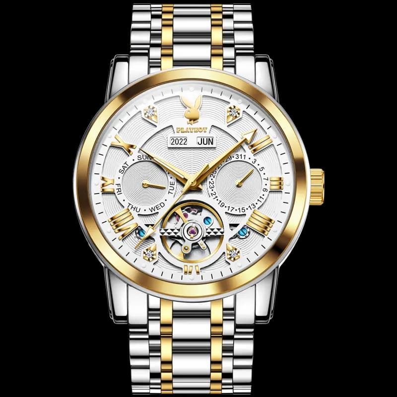Playboy Roman Series Mechanical Saat Kişi Qara 17