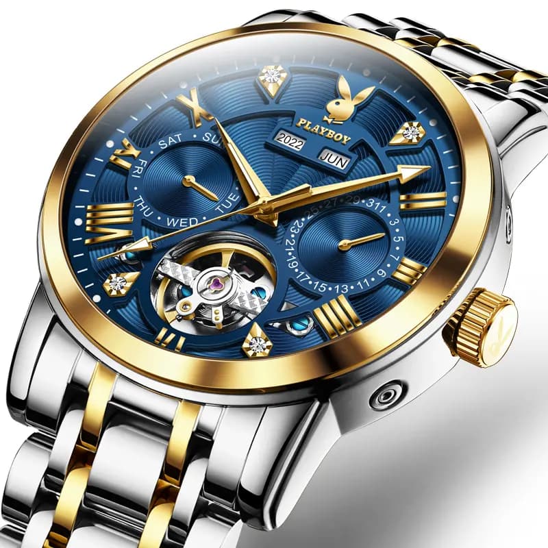 Playboy Roman Series Mechanical Saat Kişi Qara 24