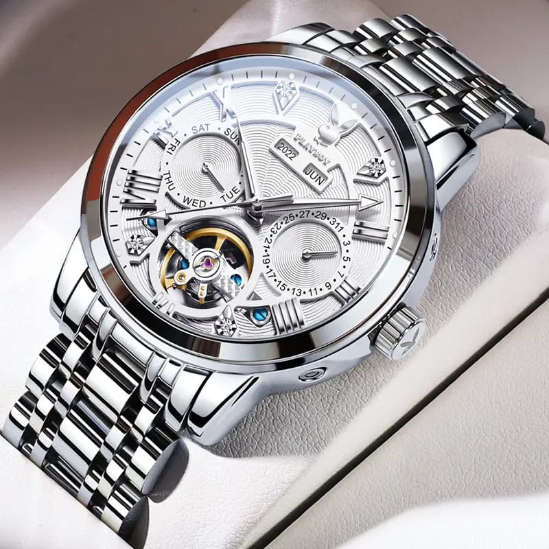 Playboy Roman Series Mechanical Saat Kişi Qara 64
