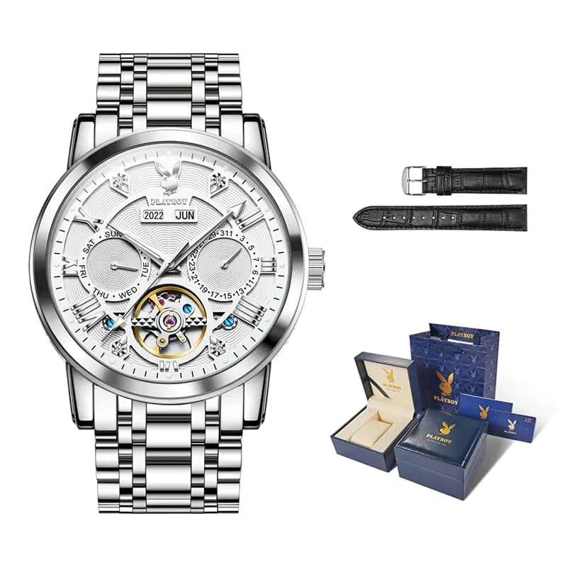 Playboy Roman Series Mechanical Saat Kişi Qara 4
