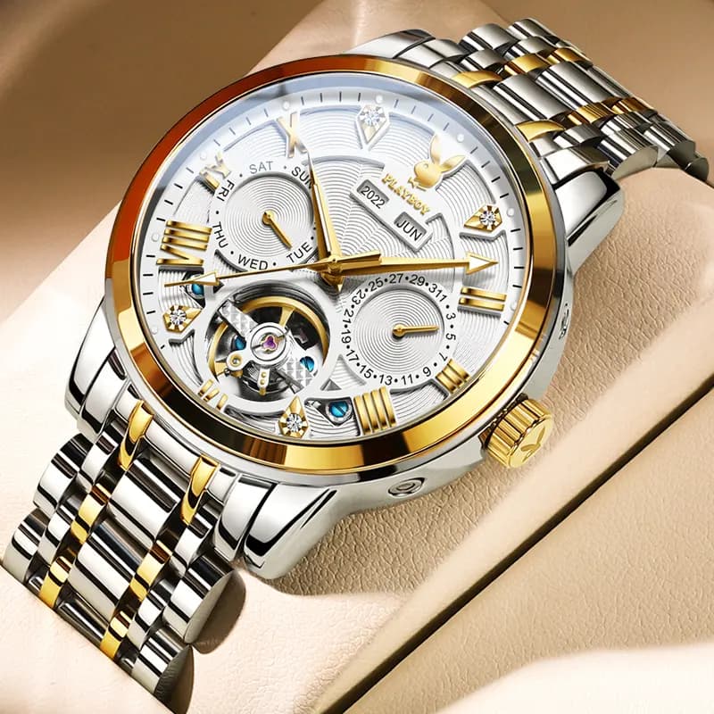 Playboy Roman Series Mechanical Saat Kişi Qara 72