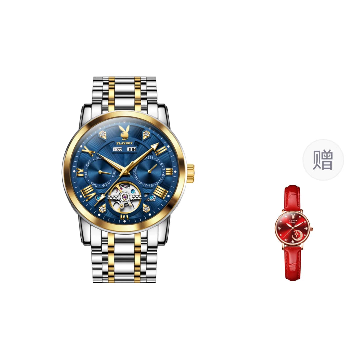 Playboy Roman Series Mechanical Saat Kişi Qara 74