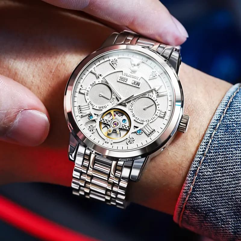 Playboy Roman Series Mechanical Saat Kişi Qara 9