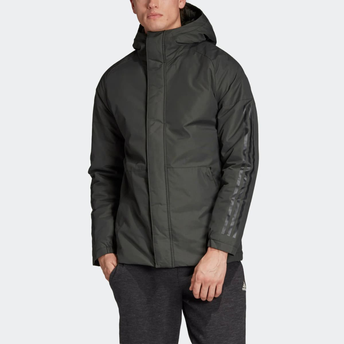 Adidas Puffer Jacket Winter Men's Gray Green 3