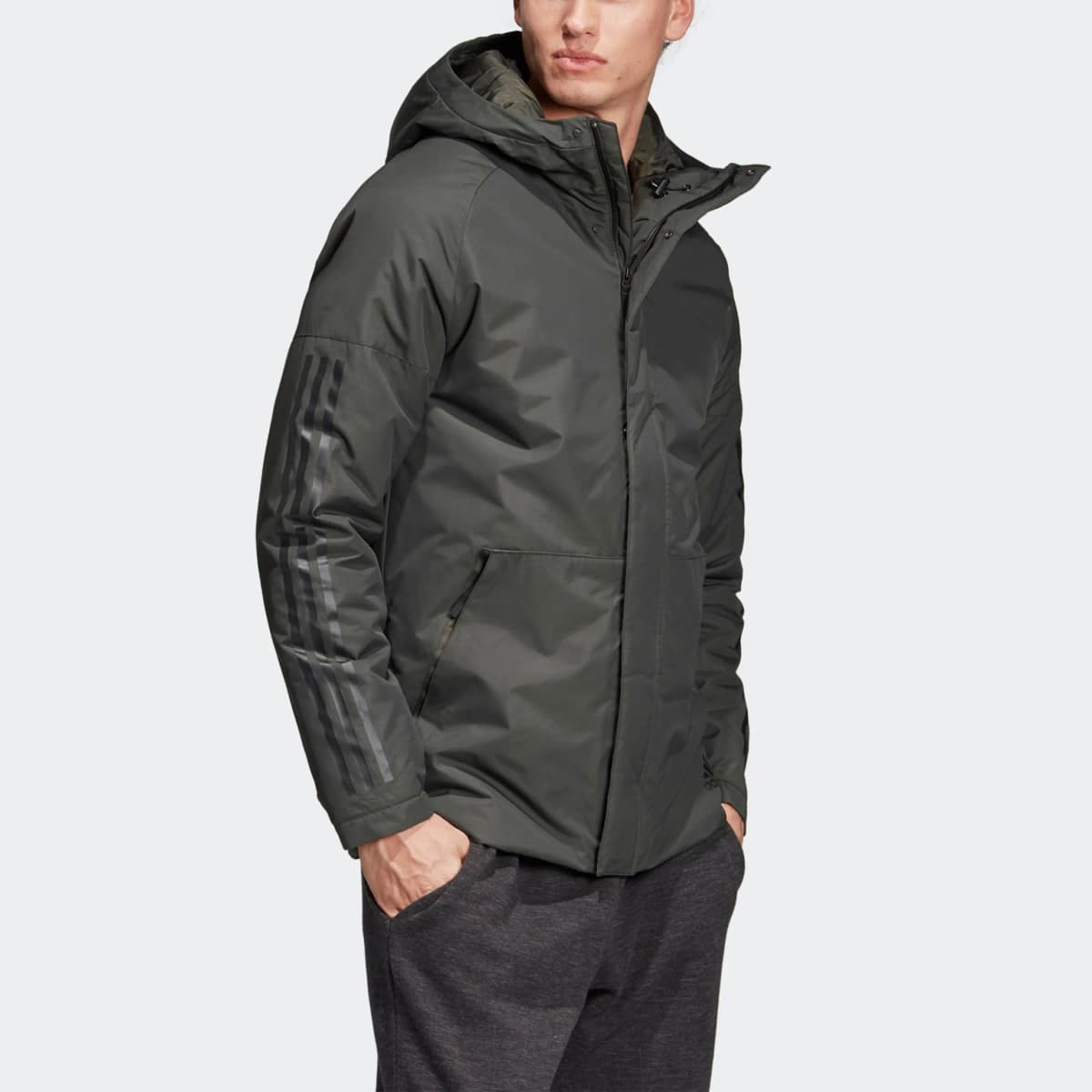 Adidas Puffer Jacket Winter Men's Gray Green 5