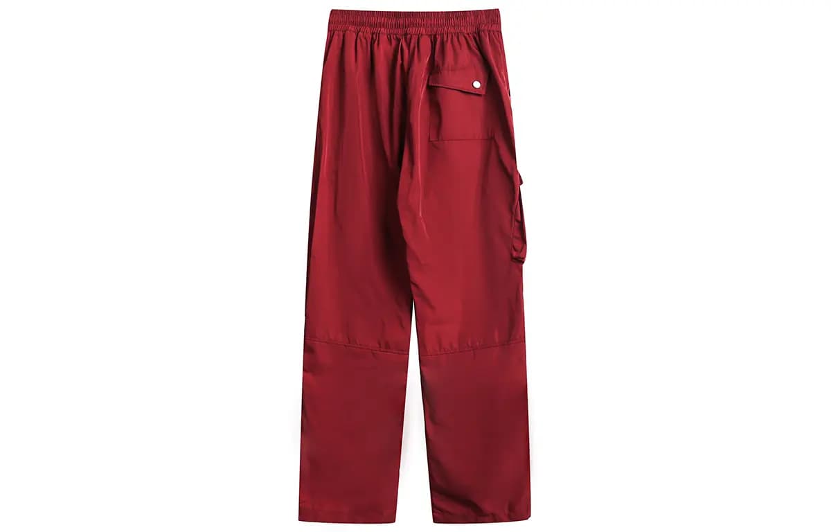 MEIPIN TANG Solid Color Drawstring Outdoor Tech Pleated Side Zipper Wind-Resistant Waterproof Multi-Pocket Cargo Pants Loose Straight Leg Casual Pants Unisex 7