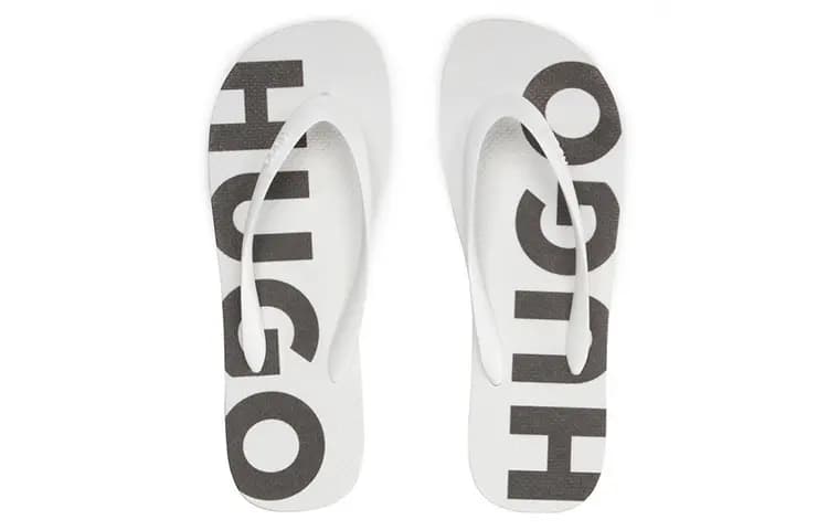 HUGO BOSS Logo Print Slide Sandals Kişi Ağ 4