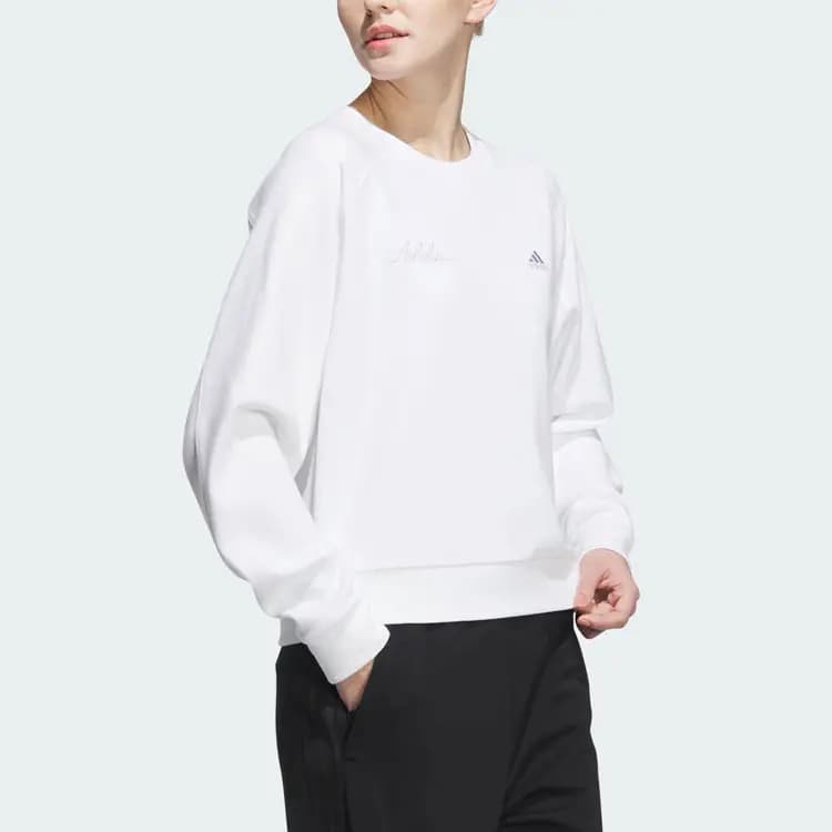 adidas Rco Graphic Sweatshirt Logo Letter Athletic Crew Neck Sweatshirt Women's White 4