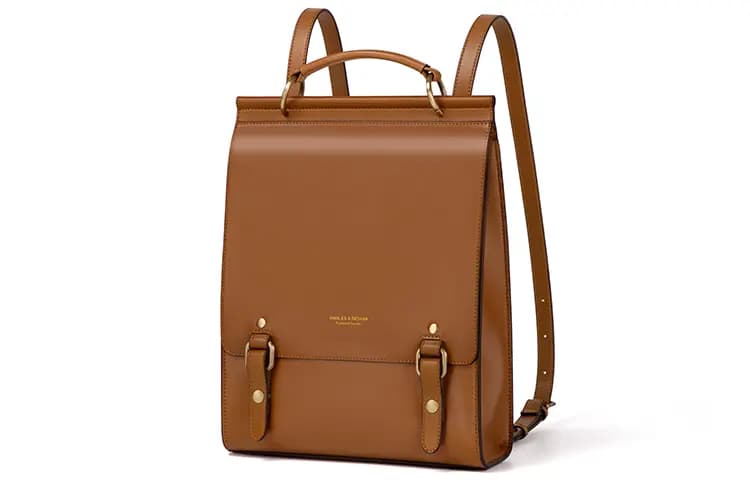CNOLES Cow Leather Laptop Backpack, Students Backpack Medium Women's Multicolor 14