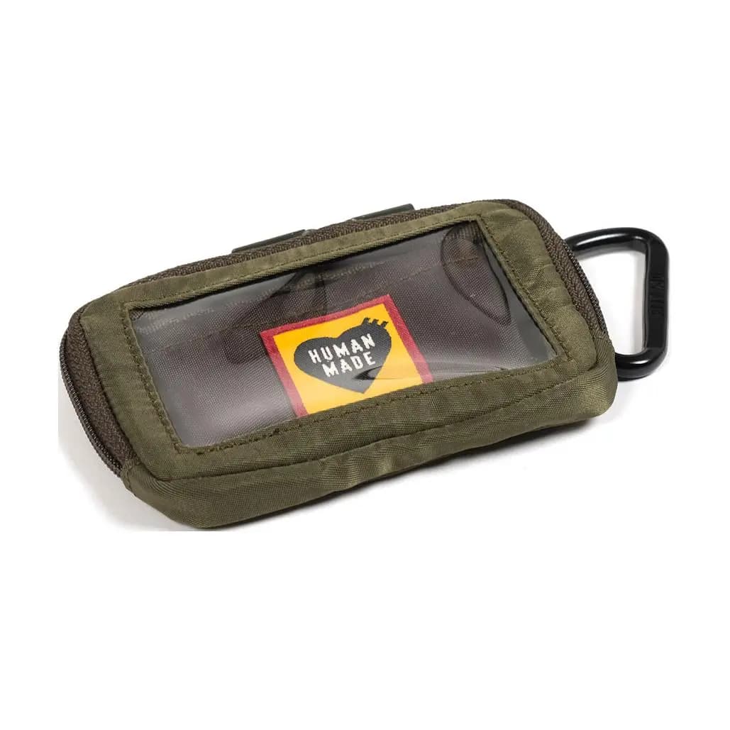 HUMAN MADE Logo Embellished Casual Fashion Nylon & PVC Card Holder Wallet Coin Purse Unisex Olive Green 4