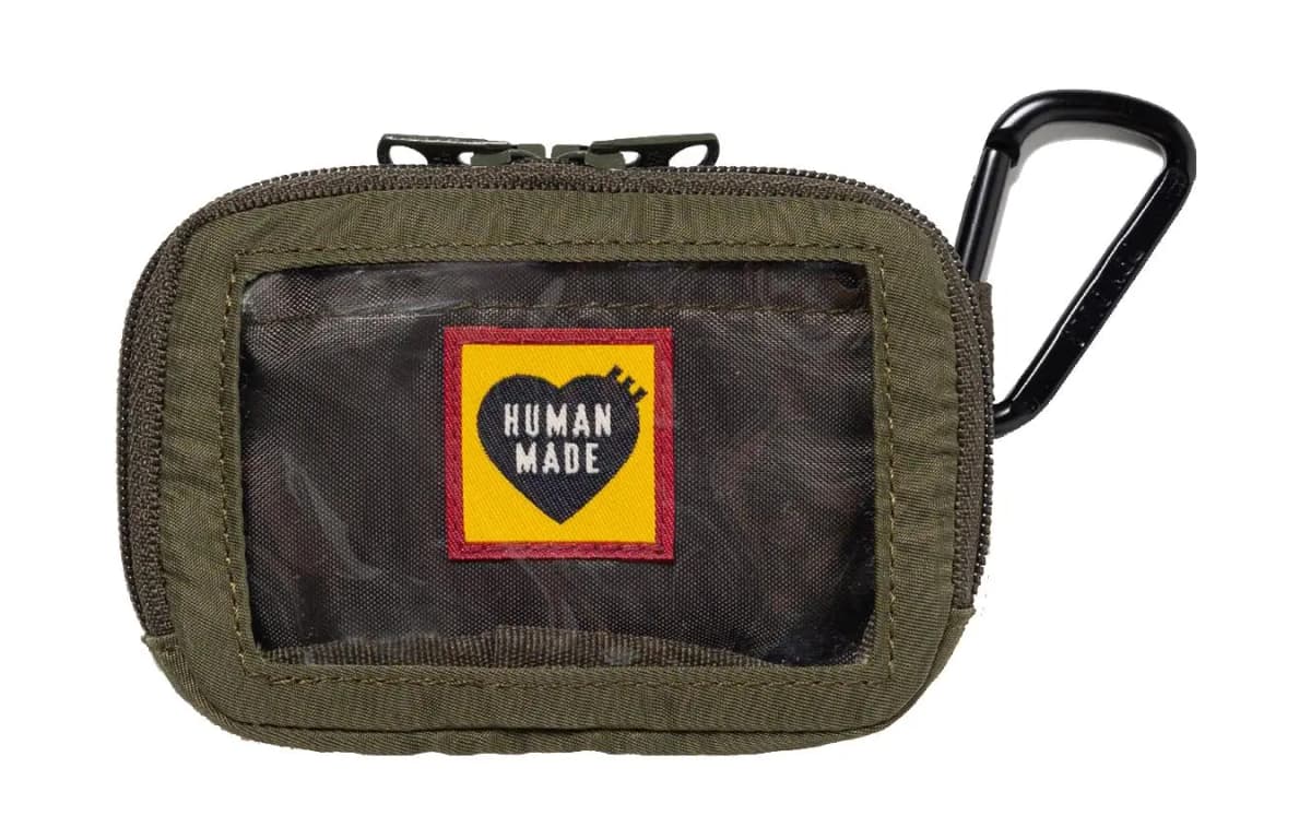 HUMAN MADE Logo Embellished Casual Fashion Nylon & PVC Card Holder Wallet Coin Purse Unisex Olive Green 2
