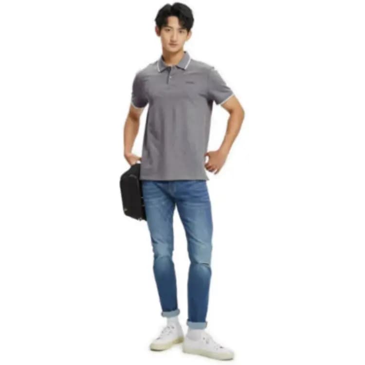 CK/Calvin Klein Casual Embroidered Breathable Solid Color Short-Sleeve Polo Shirt Men's 8